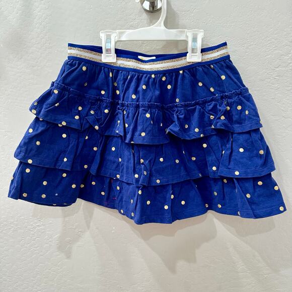 Mini Boden Navy Blue Gold Polka Dot Tiered Ruffle Skort - Picture 1 of 6